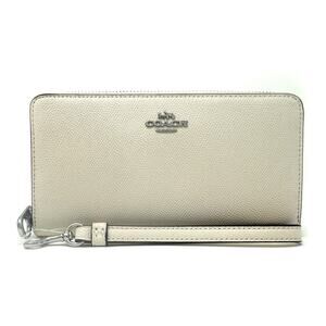 Coach Long Zip Around Wallet in Chalk Glitter Leather CN393